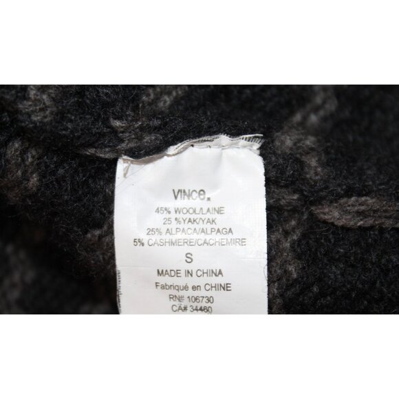 VINCE Gray striped hooded open front cardigan sweater Alapca Wool Cashmere Small - Picture 6 of 7